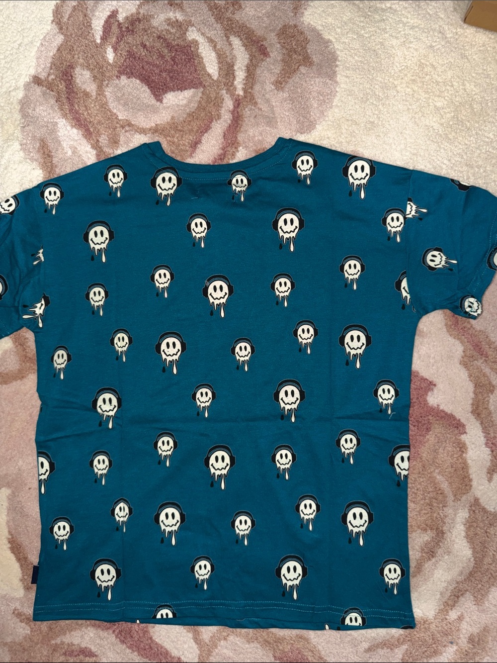 NEW Univibe Teal Short Sleeve Tee with Drip Skull Print - Picture 5 of 6